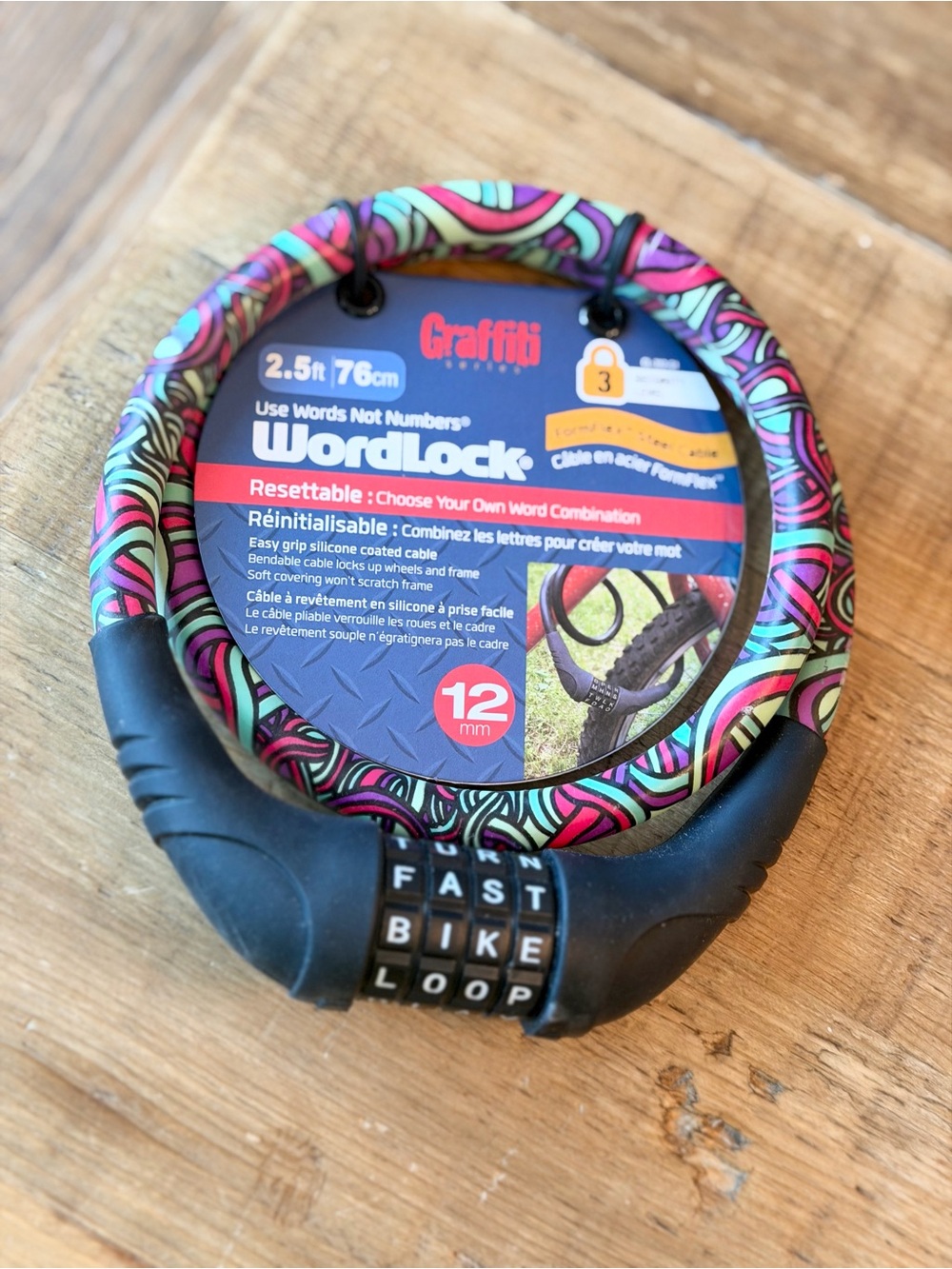 WordLock Graffiti Bike Cable Lock. FormFlex Steel Cable. All Weather | 2.5 ft.